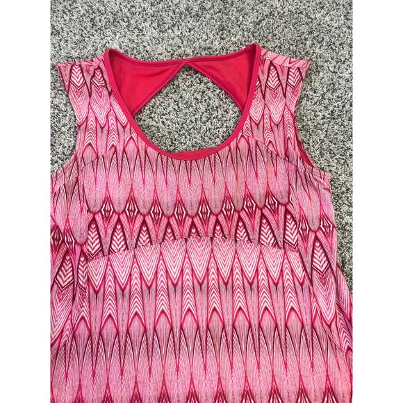 PrAna Sleeveless Dress Size Small Pink Geo Print Travel Casual Yoga Boho Stretch - Picture 4 of 15